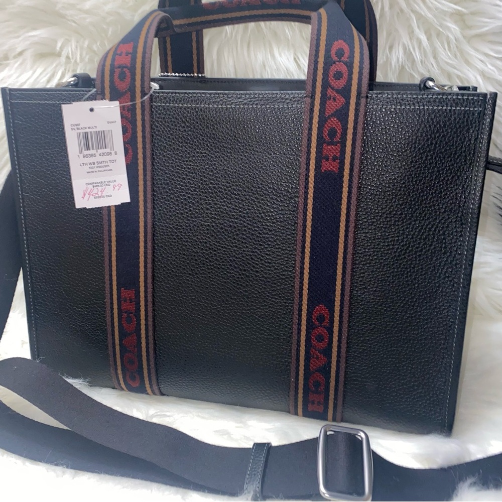 Coach Smith tote with crossbody strap New with tags Black - Picture 2 of 9